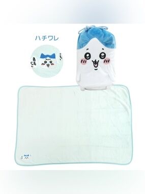 BNWT Japan  Chiikawa Fluffy Hachiware  Blanket with Drawstring Pouch